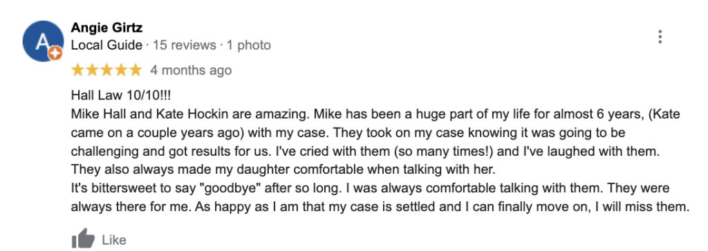 Minneapolis Personal Injury Lawyer - Client Review